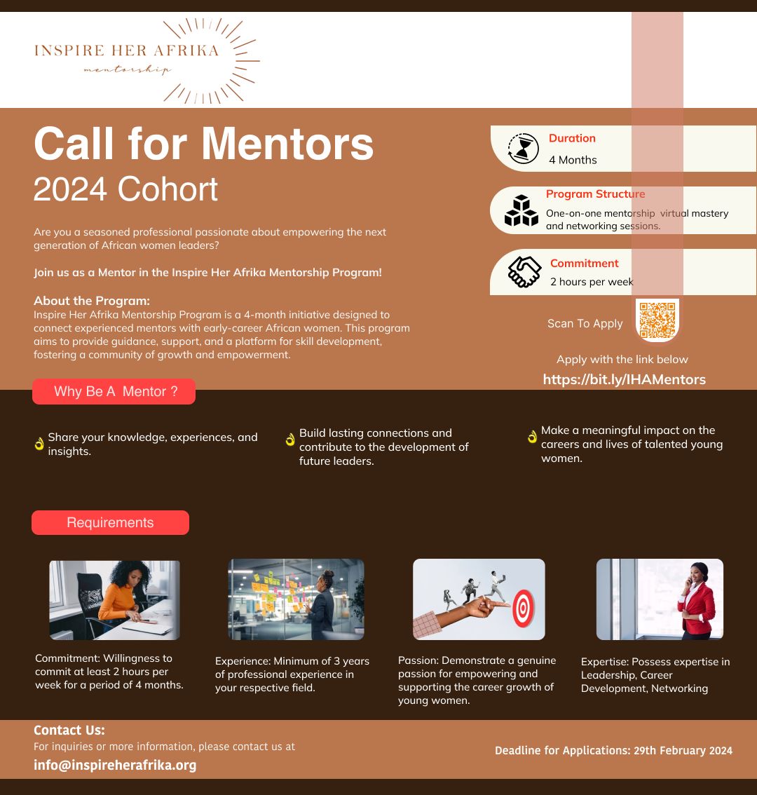 Call for Mentors: Inspire Her Afrika Mentorship Program 2024