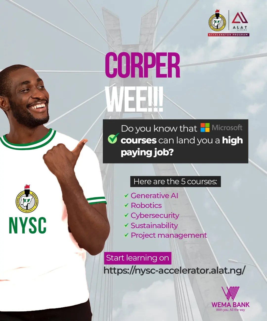 NYSC-Alat Accelerator Program 2024 for Corp Members (In Partnership With Wema Bank and Microsoft)