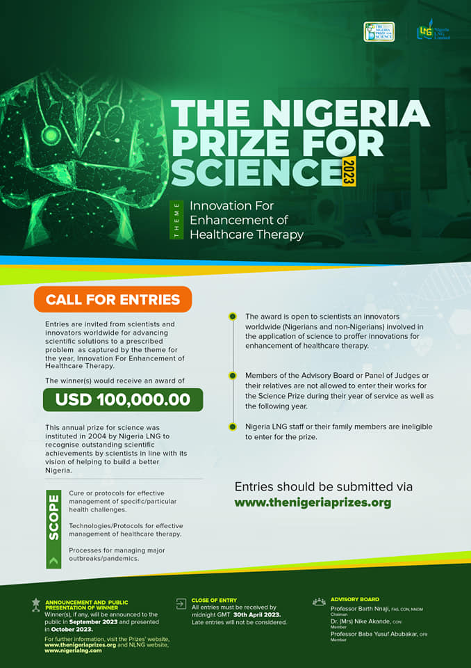 Nigeria LNG (NLNG) Prize for Science 2023