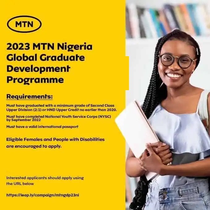 2023 MTN Global Graduate Development Program for young African graduates.
