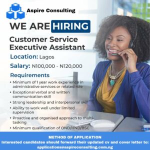 Customer Service Assistant Needed at Aspire Consulting