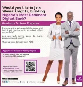 Wema Bank Plc Bankers-In-Training Programme 2023