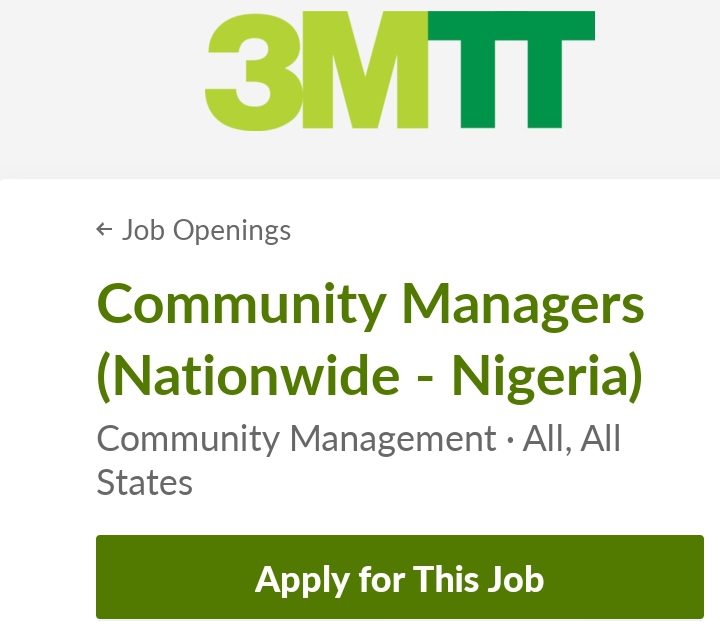 Apply Now: Application Opens for 3MTT Program Community Manager Job Position