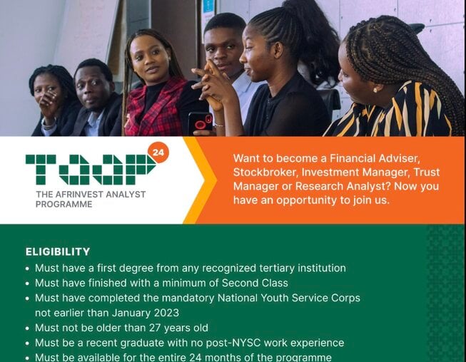The Afrinvest Analyst Programme 2024 for young Nigerian graduates