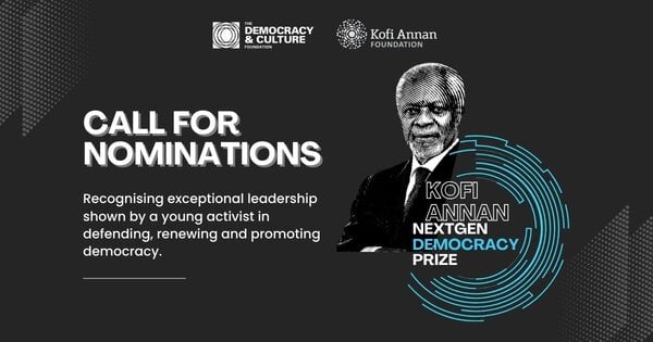 The 2024 Kofi Annan NextGen Democracy Prize for emerging young Leaders |USD 10,000 monetary prize