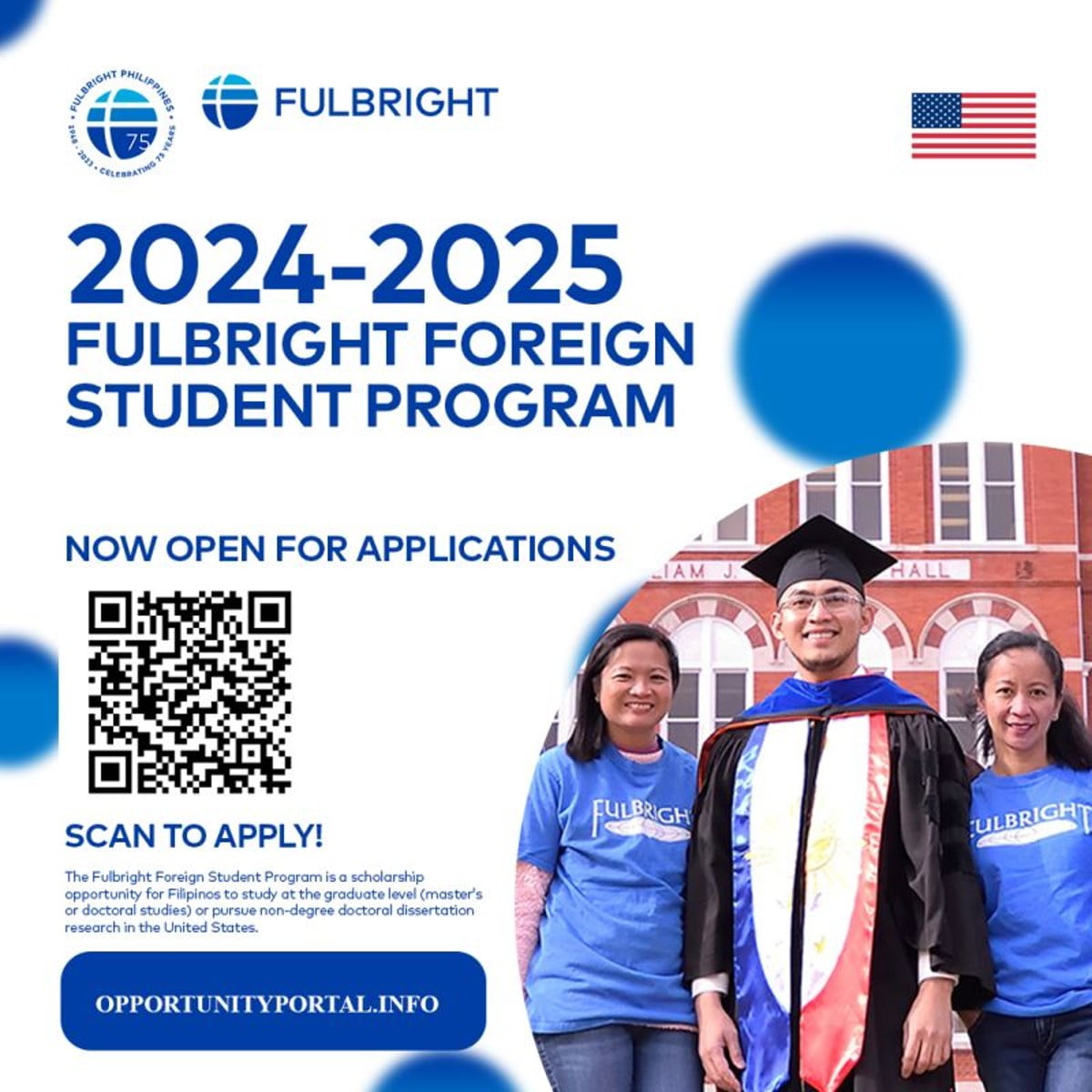 Fulbright Foreign Scholarships 2024/2025 In USA For 4,000 Students (Masters & PhD)
