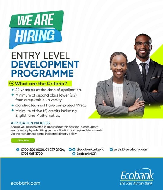 Ecobank Entry Level Development Programme (ELDP) 2024