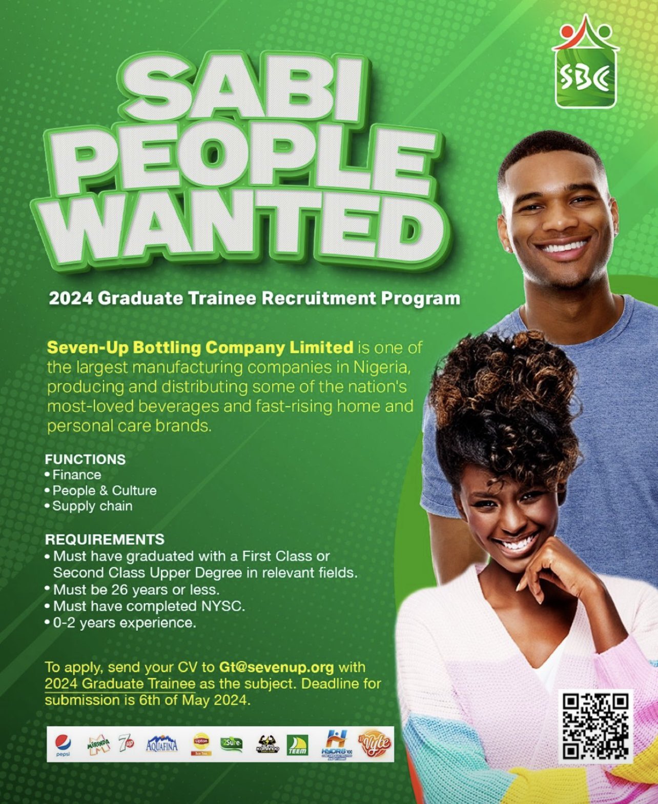 Seven Up Graduate Trainee Recruitment Program 2024 (Deadline 6th May, 2024)