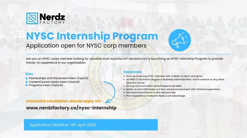 NerdzFactory NYSC Internship Programs 2024