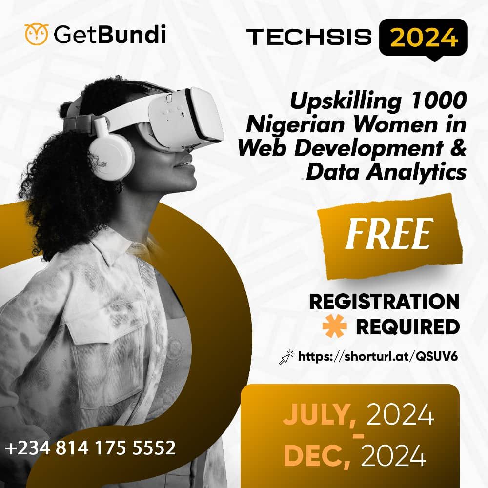 Call for Applications: GetBundi TechSis 2024 |Free Digital Skill Training For 1000 Nigerian women