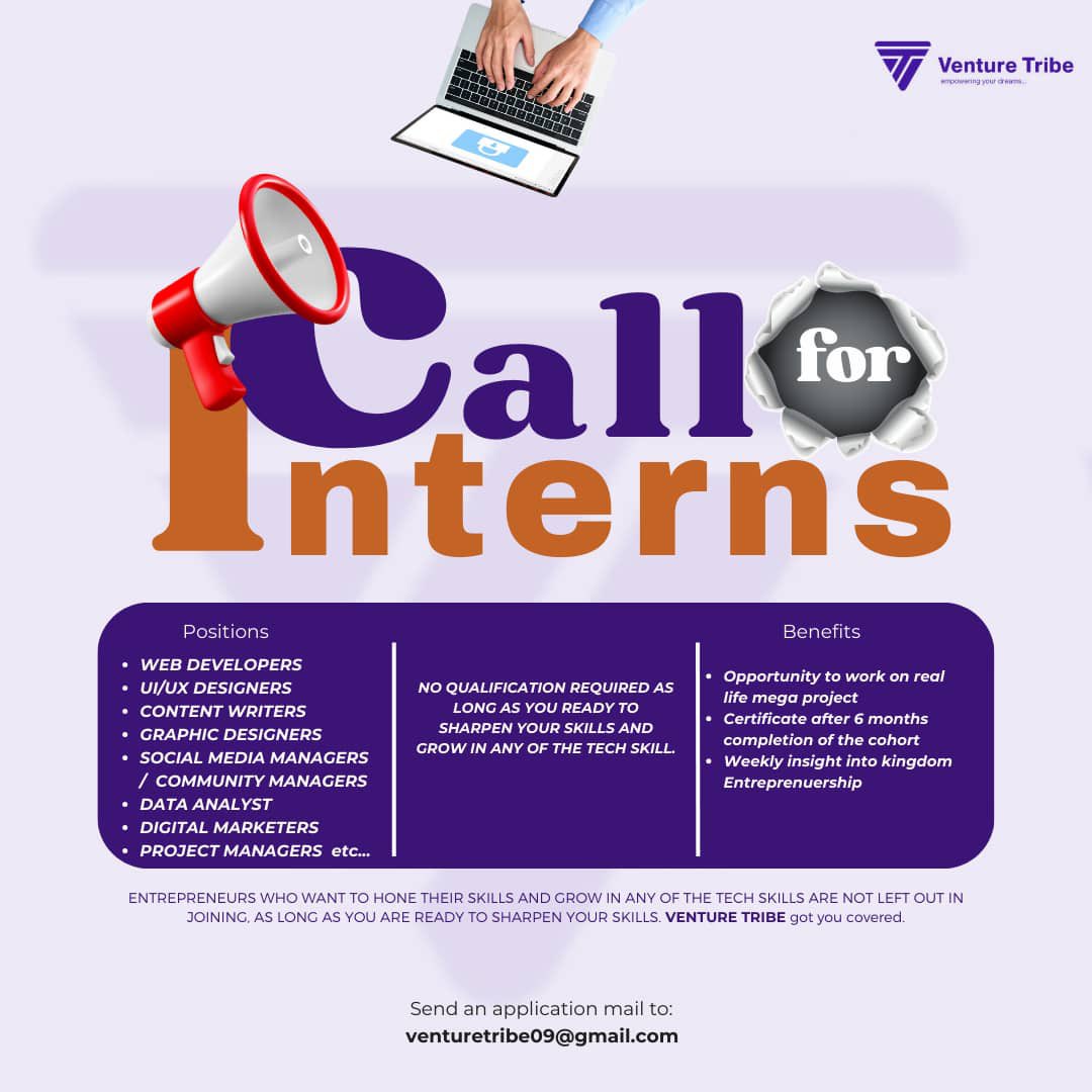 Call for Interns at Venture Tribe