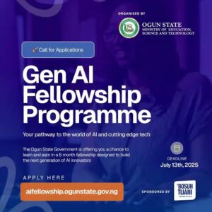 Call for Applications: Ogun State Gen Al Fellowship Programme | N50,000 Monthly Stipend