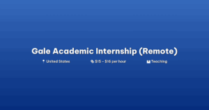 Gale Academic Remote Internship 2025